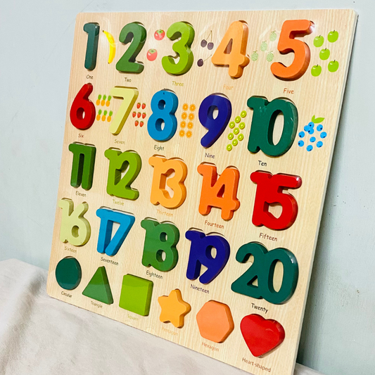 Wooden  Number Shape 3D learning Puzzle Montessori Educational Activity Board Game Toy for Kids