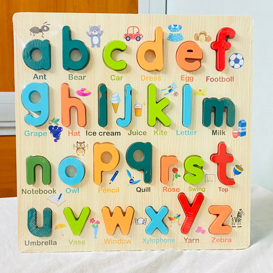 Wooden Alphabet 3D Learning Puzzle DIY Montessori Early Educational Activity Board Game Toy for Kids