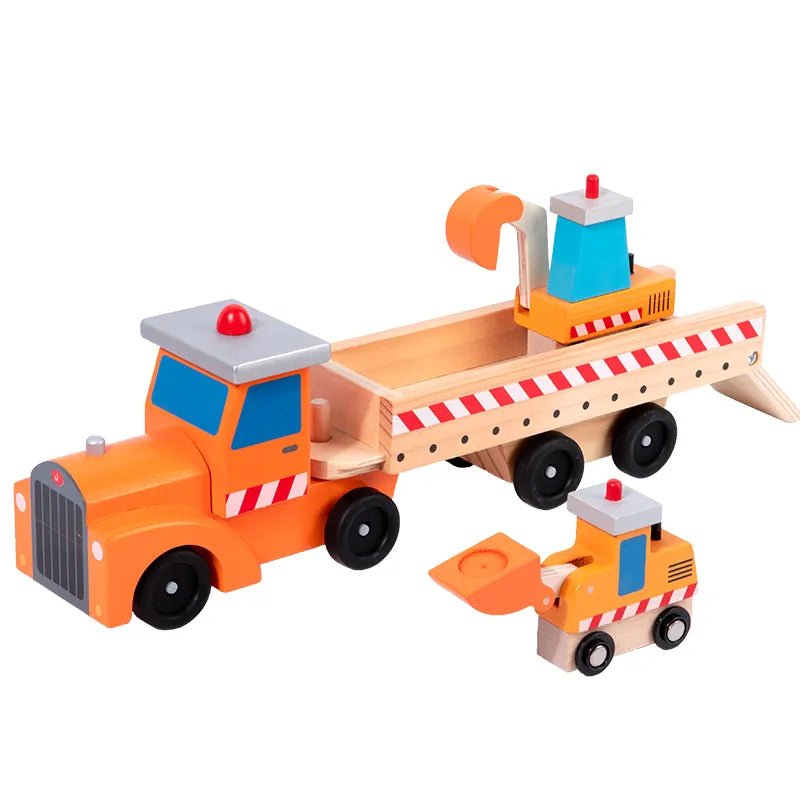 Children's Wooden Engineering Vehicle Assembly of Large Truck Engineering Car Toy for Kids