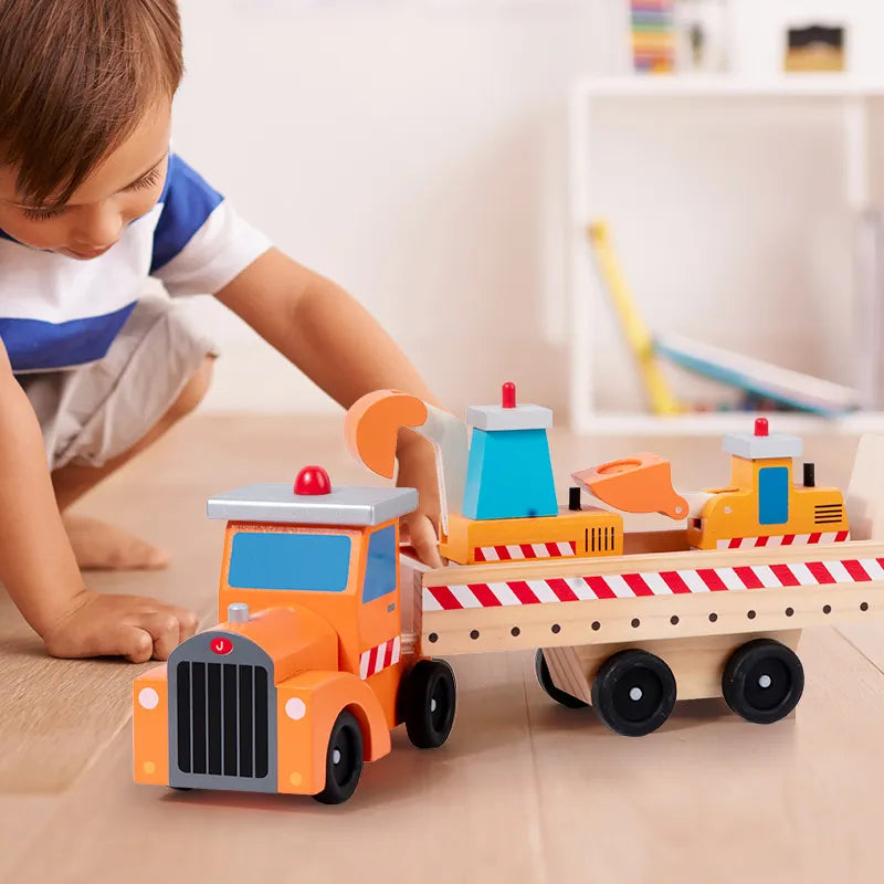 Children's Wooden Engineering Vehicle Assembly of Large Truck Engineering Car Toy for Kids